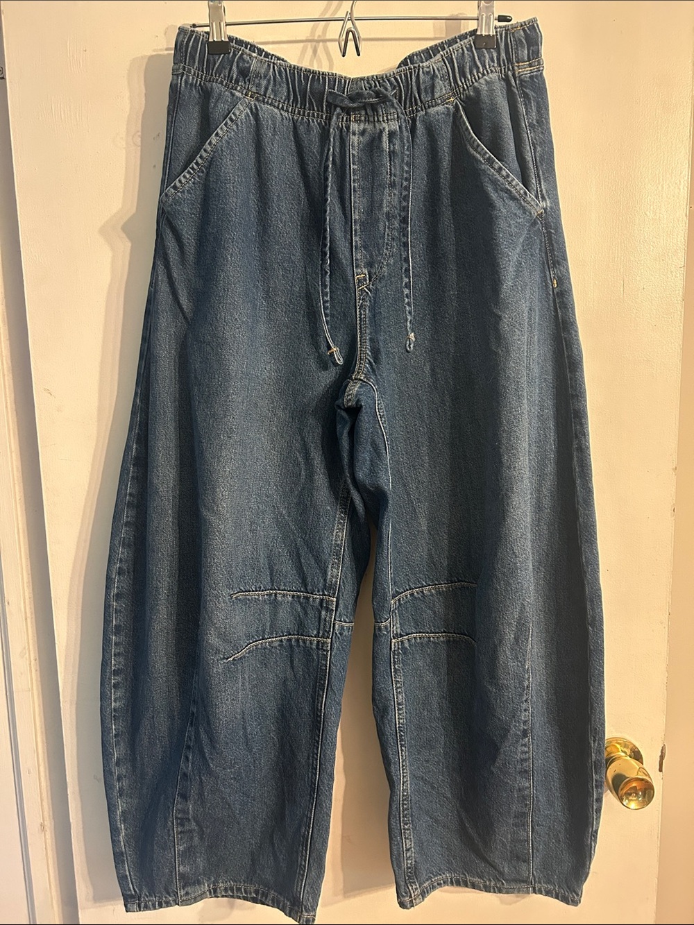 GAP Wide Leg Drawstring Denim Jeans - Blue